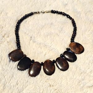 Elegant Oval & Round Beaded Brown Necklace